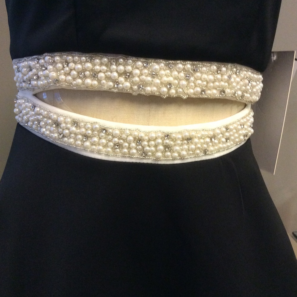 💍 NWT! Jewel Waist Fit-and-Flare Black Dress - Picture 3 of 5